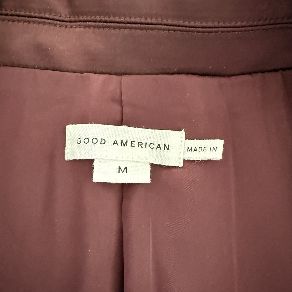 Good American ESSENTIAL Suiting Oversized Single Breasted Blazer Burgundy MED - Picture 4 of 5